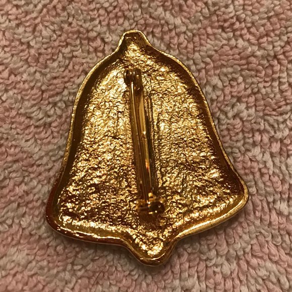 VTG CHRISTMAS Green + Goldtone Bell - Picture 2 of 5